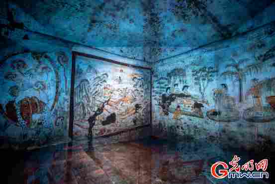 组图｜这家博物馆，用3D Mapping把古墓壁画“请出来”